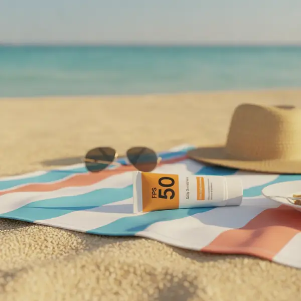 Mesmo produto em cena lifestyle de praia